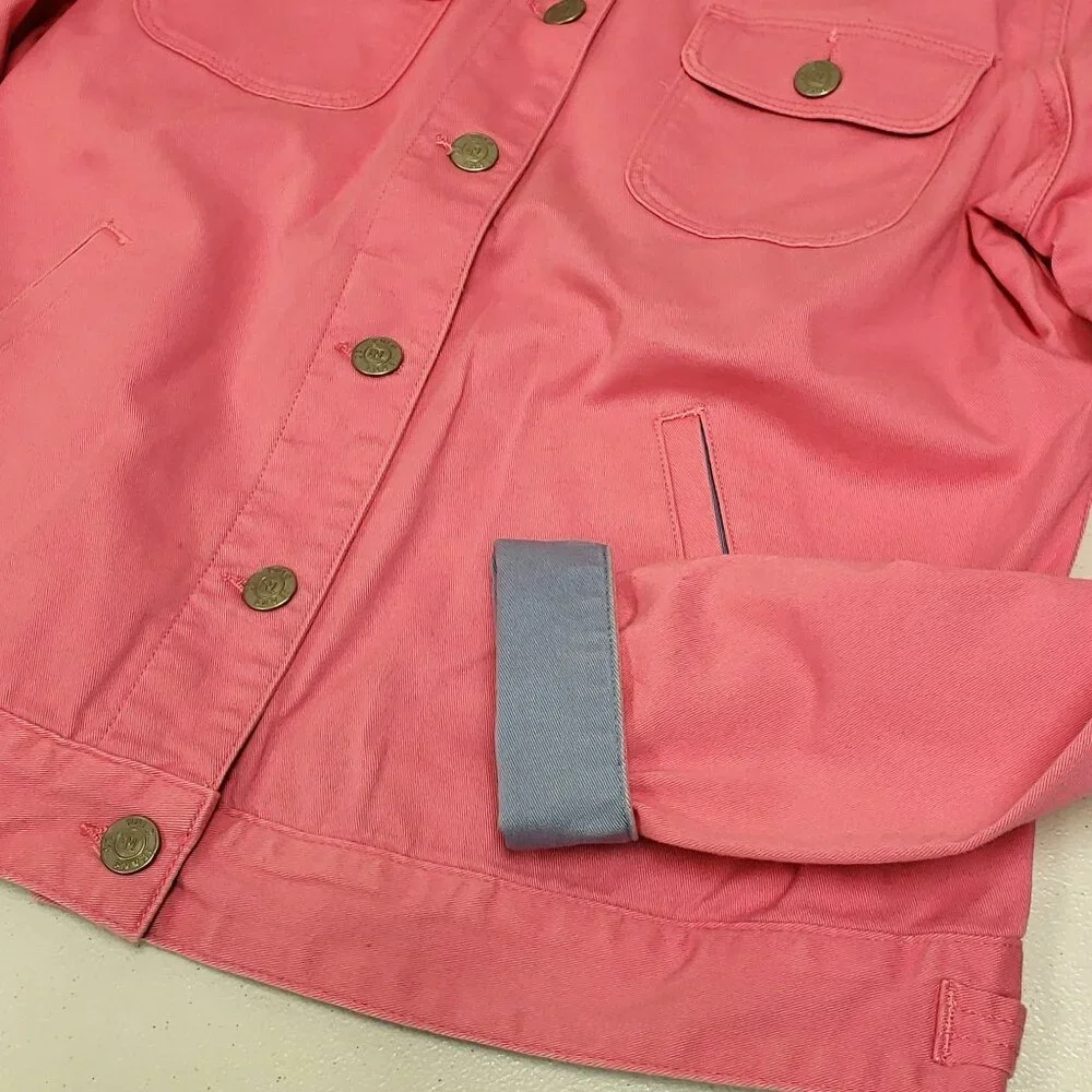 Ralph Lauren Polo Jeans Womens Pink Denim Button Jacket Size Large - Picture 7 of 11